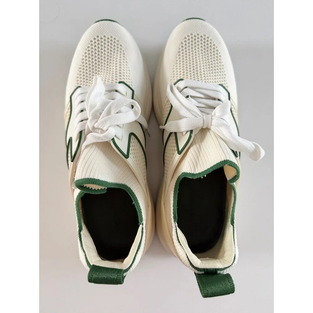 Tory Burch Ladybug Sneaker Cream Green Knit Trainer Womens 9.5 M
